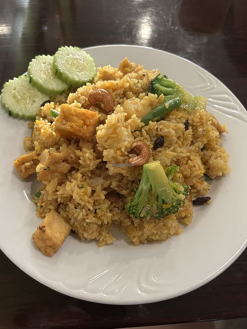 Pineapple fried rice. Request vegan prep and they will add in extra vegetables in replace of egg   at Tip Thai Restaurant in Richmond