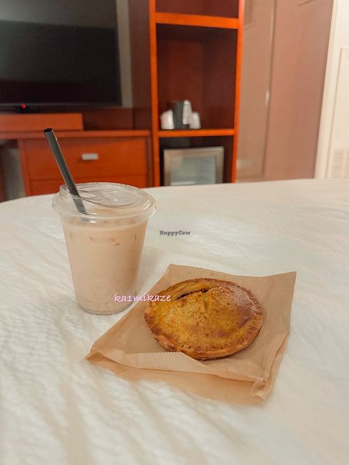 chai latte + curry turnover at hell yeah gluten free in Decatur