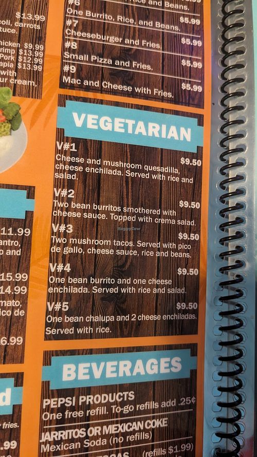 Vegetarian options, some can be made vegan by removing cheese/sour cream at Los Cabos Fajita House in Arkansas City