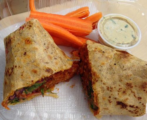 Buffalo Cauliflower Wrap (delicious!)  at 24 Carrots in Tempe
