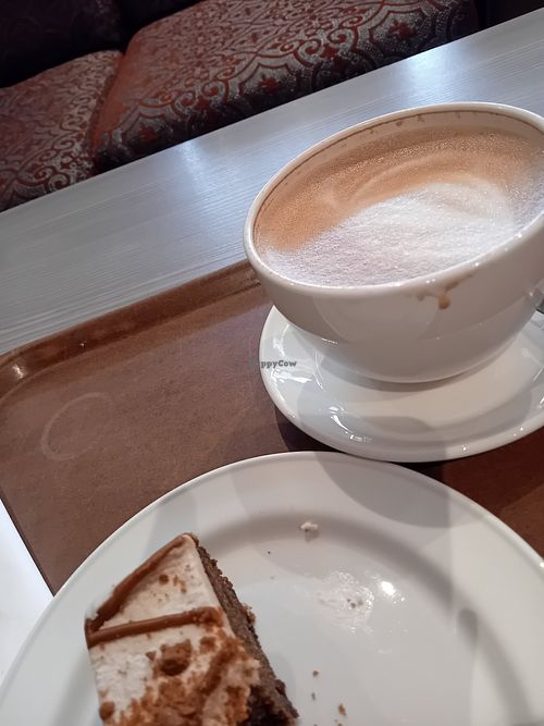 Lotus biscoff brownie and oat latte at Henry's Coffee House in Dundee
