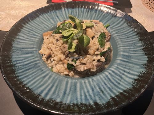 vegan risotto with 4 types mushrooms  at My Way Bar & Restaurant in Slavonski Brod