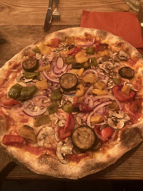 Vegan pizza  at Flame Factory in Appledore
