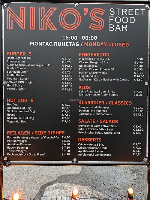 Menü  at Niko's Street Food Bar in Galtuer
