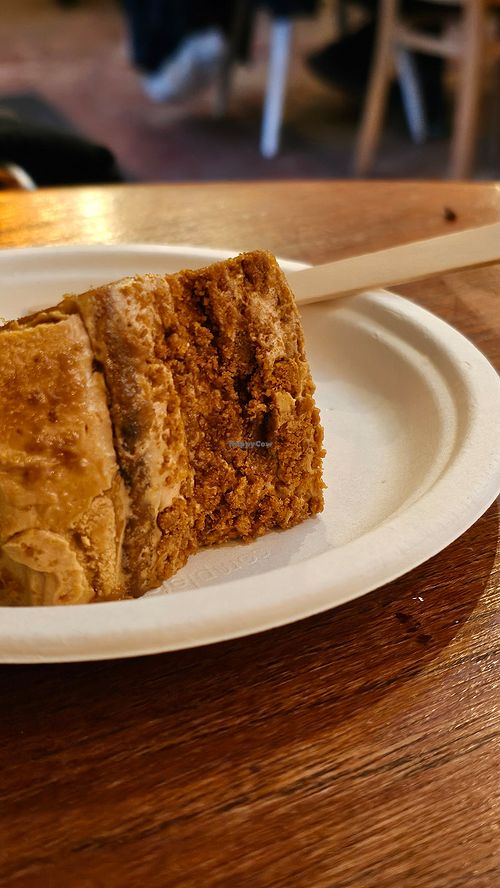 Vegan biscoff cake at The Wigley Bush Cafe in Brentwood