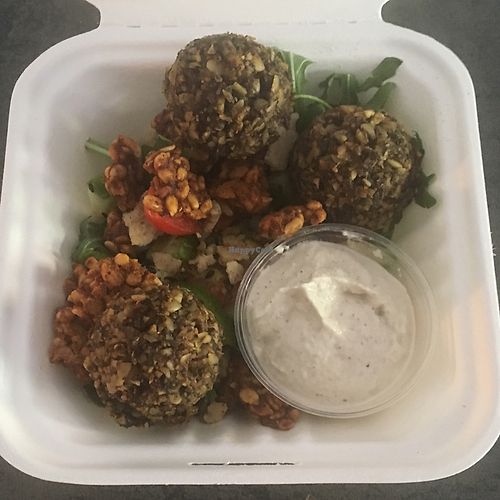 Raw Falafel plate at Elixart in Nevada City