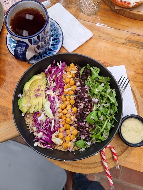 vegan bowl at House Of Manna Coban in Coban