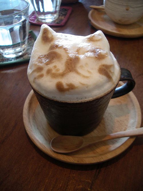 Neko cappuccino. at Toritorinoki in Tokyo