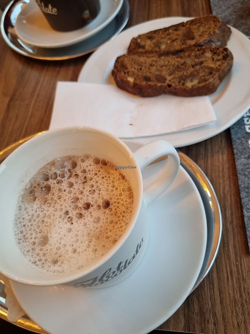 Oat hot chocolate and bread with rains, nuts and figs at Dietmayer Siegfried - Bäckerei-Cafe in Semmering-kurort