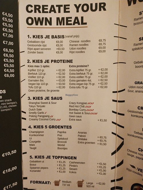 Build your own stir fry menu at Wok Me in Leeuwarden
