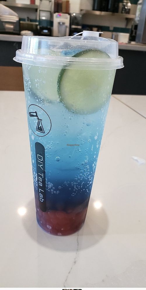 Blue ocean with strawberry popping boba (My favorite!) at DIY Tea Lab in Newcastle