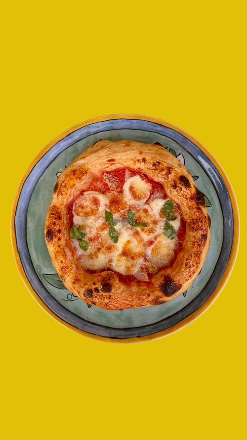 Pizza with pear and tomato sauce, can be vegan at San Pizzerino in Novi Sad