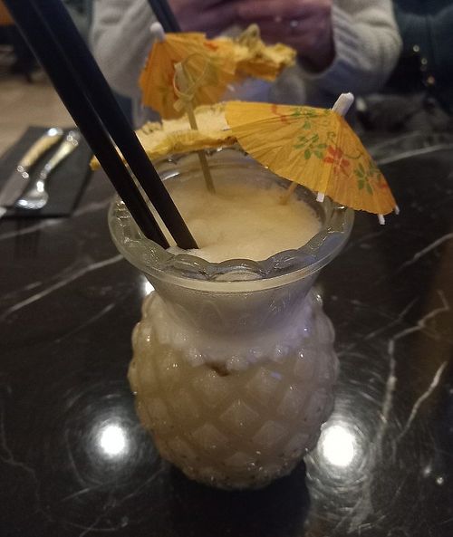 Pina colada cocktail at Flintshack in Royston