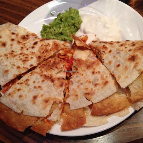 Vegan Quesadilla with Gardein chik'n at Hussong's Cantina in Reno