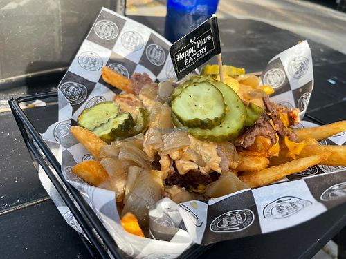 Vegan loaded fries at Happy Place Eatery in Ventura