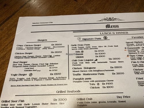 Dinner menu   at SaltyBeer Restaurant and Bar in Hikkaduwa