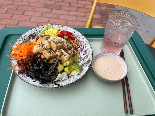 The Sesame Tofu Poke Bowl is amazing at Le Petit Prince Cafe in Luang Prabang