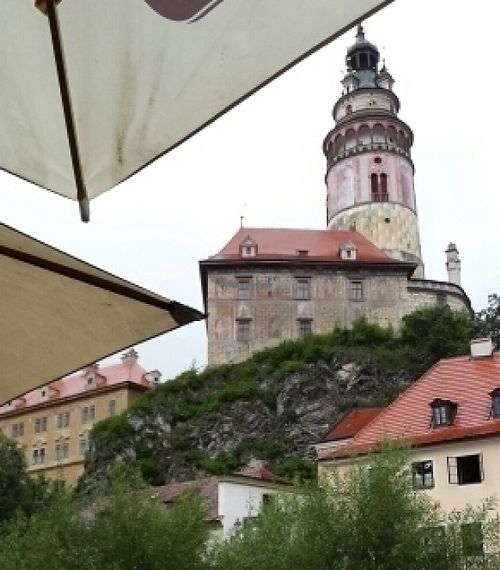 View from the terrace at Laibon in Cesky Krumlov
