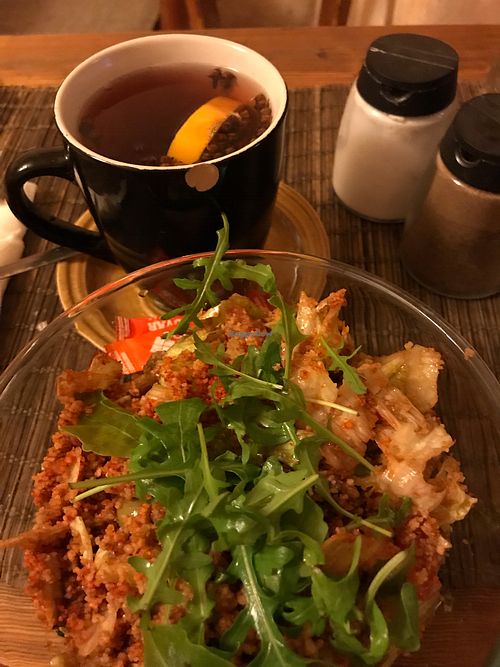 Could cous salad and mulled rose wine at Laibon in Cesky Krumlov