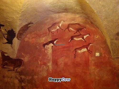Cave paintings in the entrance to Laibon! at Laibon in Cesky Krumlov