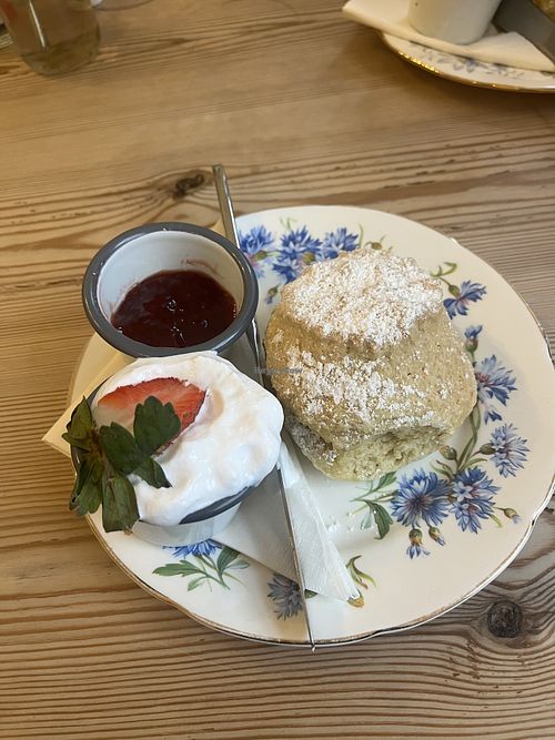 Vegan cream tea  at Miss V's Honey Street in Bodmin