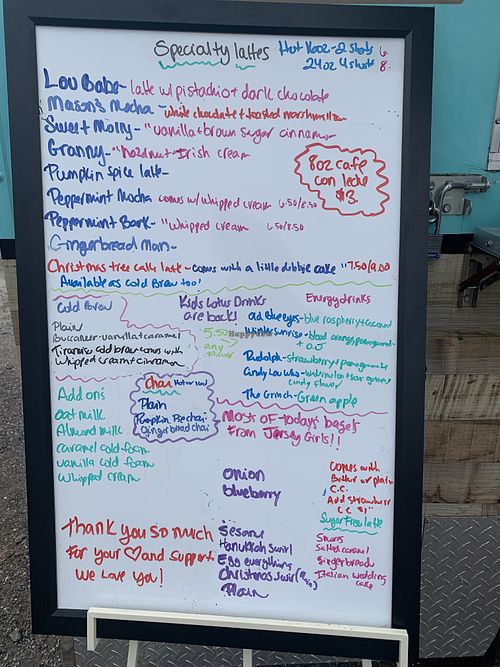 Today’s menu  at Louie Beans Coffee Co in Ruskin