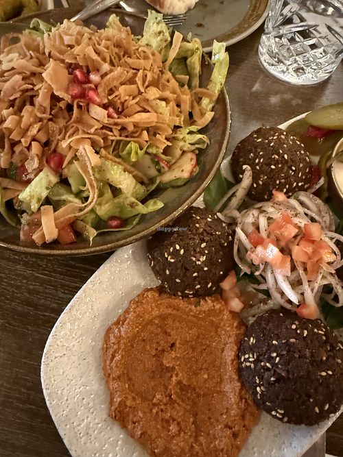 Fattoush salad and falafell  at Baba Ghanouj Restaurant in Parramatta