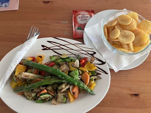 Grilled veg platter with potato “petals"  at Chata Kosodrevina in Horna Lehota