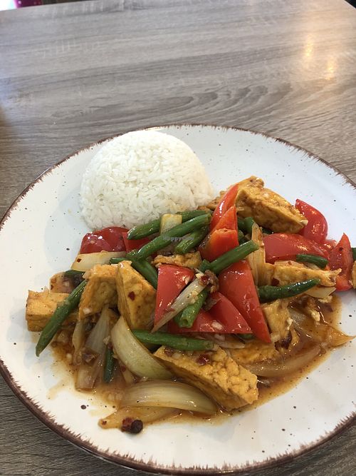 Spicy tofu with rice   at Bistro Sapa in Liberec
