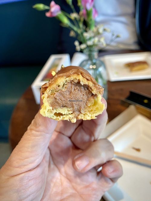 Cross section of Chocolate Eclair  #Veganuary at ID-eclair in Pasadena