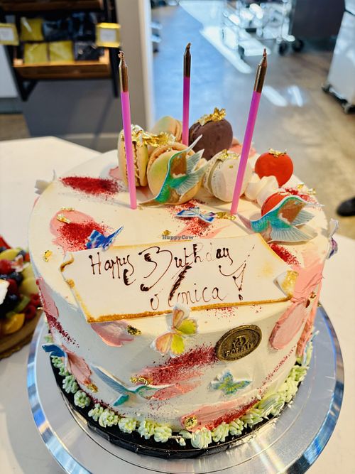 Custom birthday cake - lemon cake with raspberry filling   at ID-eclair in Pasadena