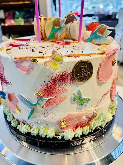 Custom birthday cake - lemon cake with raspberry filling   at ID-eclair in Pasadena