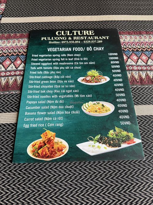 Most options are vegan too  at Culture Puluong Restaurant in Thanh Hoa