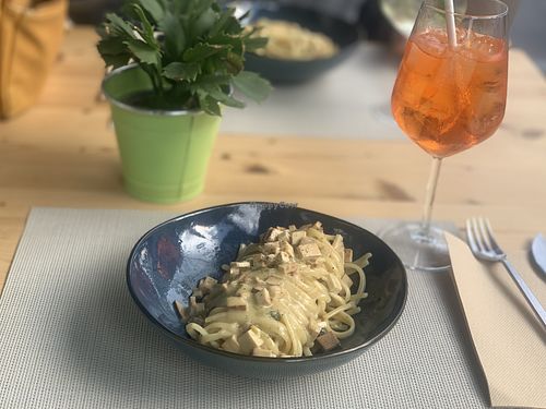 Vegan Carbonara #Veganuary at nabu in Siracusa