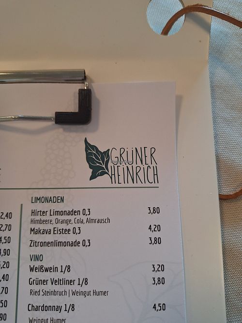 Menu and logo at Grüner Heinrich - Café & Unverpacktladen in Oberaichwald