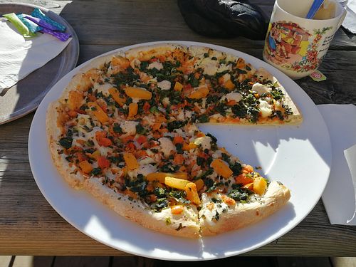 Pizza mit Kürbis und Spinat at Reiteralm-Hütte in Schladming
