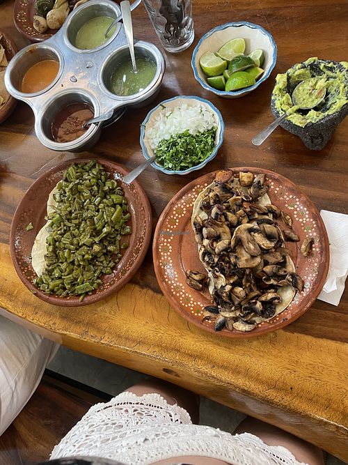 Cactus tacos and mushroom tacos  at Tacos Sonorita Olas Atlas in Puerto Vallarta