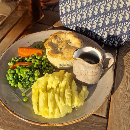 Delicious vegan pie and mash. at Blue Cap in Cuddington