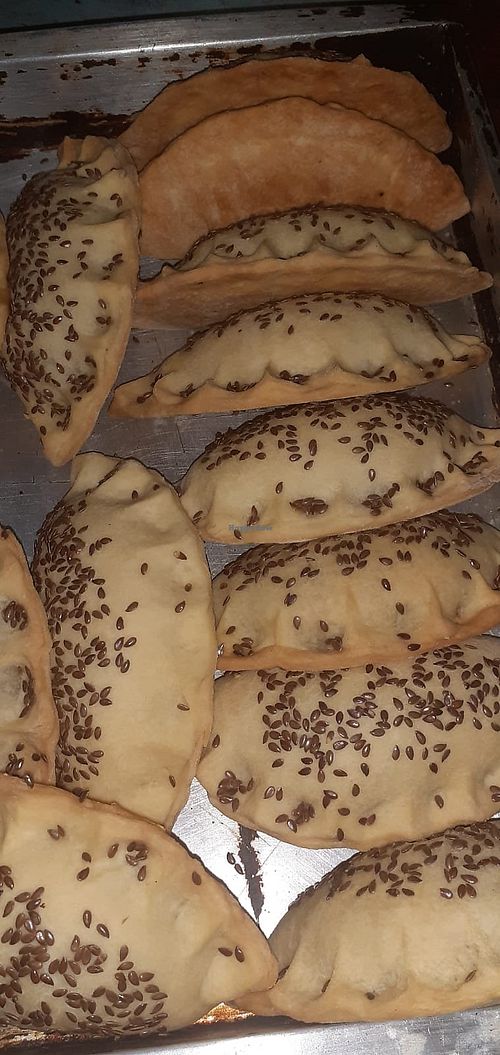 Nuestras 3npanadas veganas de verduras salteadas y queso de girasol at Ciao Mamma in Rocha