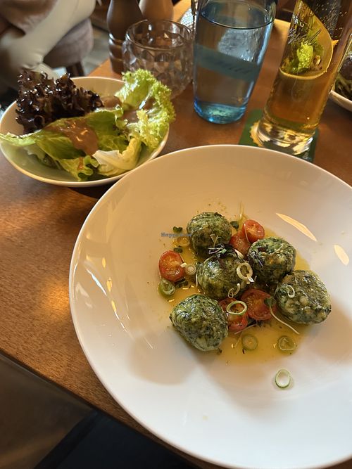 Balsamic salad, spinach dumplings (oil instead of butter, no parm)   at Goldene Gams - Rosshimmel in Kitzbuehel