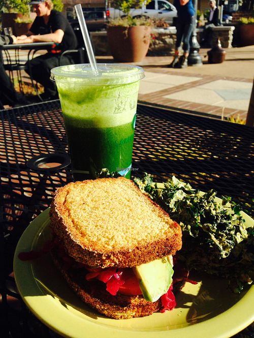 Yum-which and tropical green juice :) at Nectar Cafe in Auburn