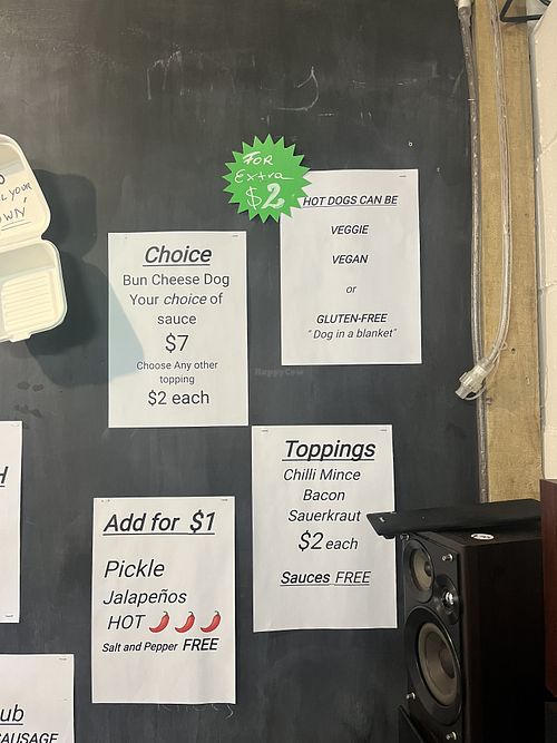 Vegan optionns  at Kiwi Hot Dogs in Hunterville