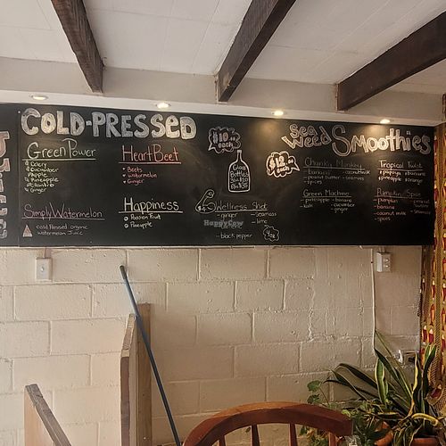 Juice menu at Wild Roots in San Ignacio