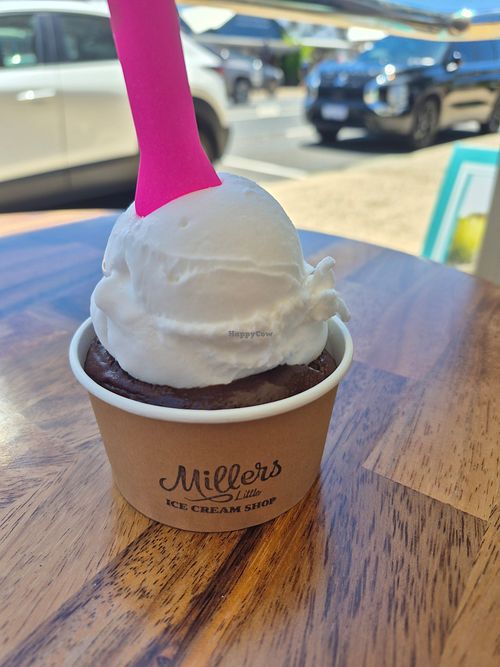 Sorbet lemon and sorbet dark choc at Millers Little Ice Cream Shop in Cowaramup