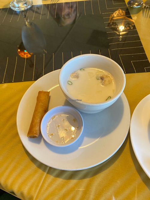 Coconut soup and spring rolls (both vegan)  at Taste of Thailand  in Hoover