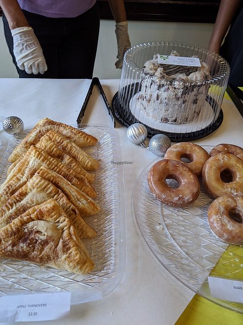 German chocolate cake, glazed donuts, apple turnover at Soul Veg City in Chicago