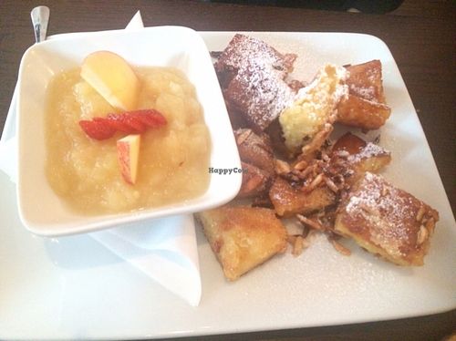 Traditional German dessert vegan style (like a fried doughnut) at Bodhi in Munich
