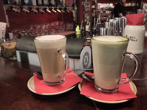 Chai latte (left) and matcha latte (right) at Bodhi in Munich