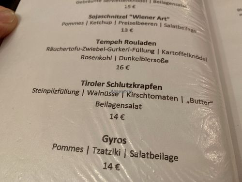 menu at Bodhi in Munich