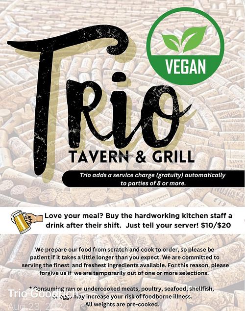 Vegan menu    at TRIO in Goodrich
